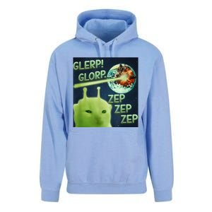 Funny Alien Cat Meme Glerp Glorp Zep Zep Unisex Surf Hoodie