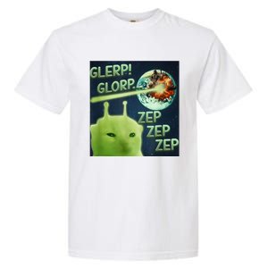 Funny Alien Cat Meme Glerp Glorp Zep Zep Garment-Dyed Heavyweight T-Shirt