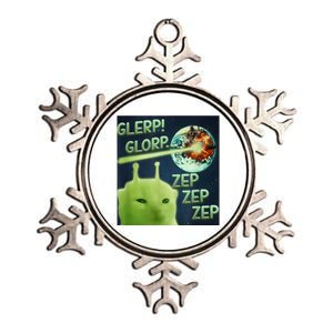 Funny Alien Cat Meme Glerp Glorp Zep Zep Metallic Star Ornament