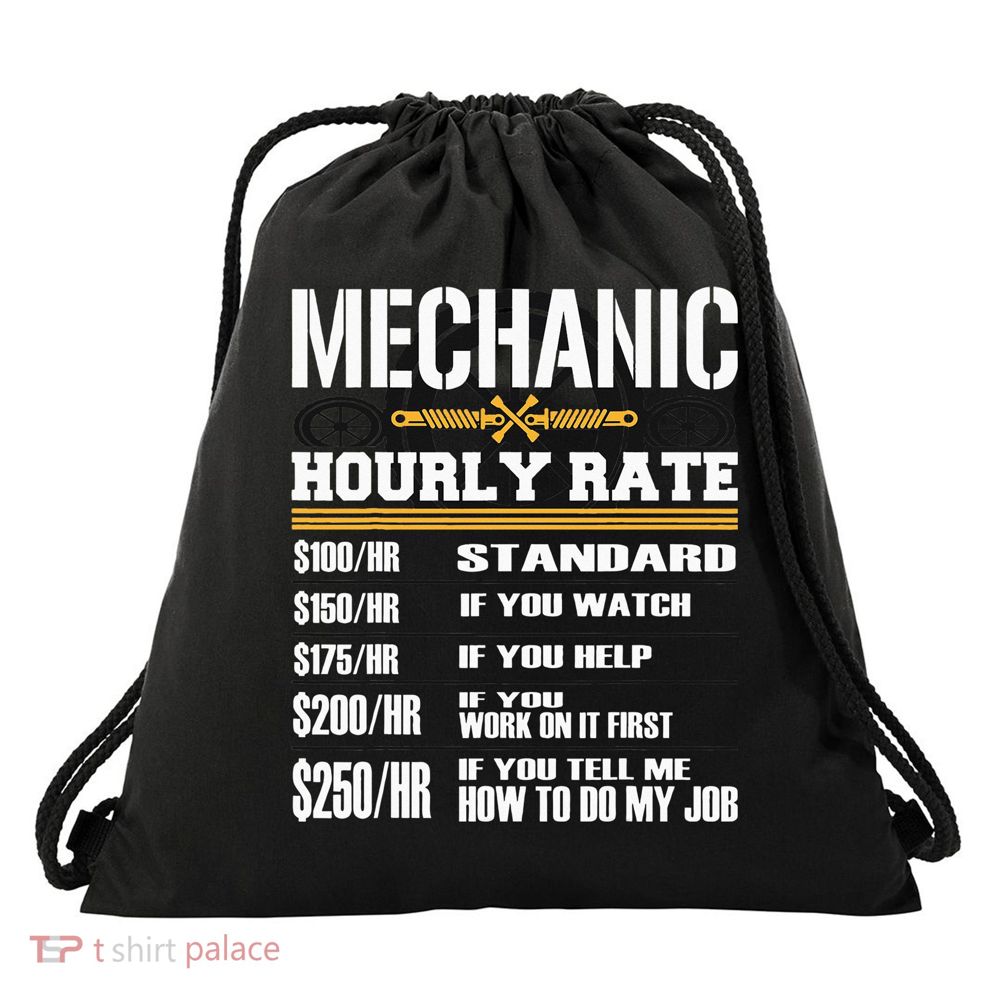 Funny Auto Car Mechanic Hourly Rate Best Gift Idea Drawstring Bag