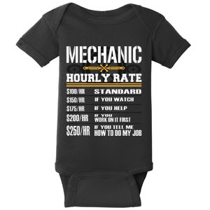 Funny Auto Car Mechanic Hourly Rate Best Gift Idea Baby Bodysuit