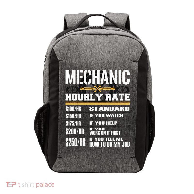Funny Auto Car Mechanic Hourly Rate Best Gift Idea Vector Backpack