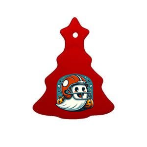 Funny And Cute Halloween Ghost Wearing Football Helmet Meaningful Gift Ceramic Tree Ornament