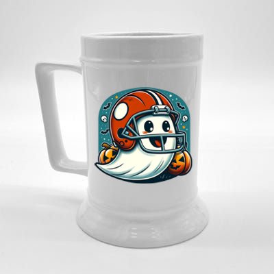 Funny And Cute Halloween Ghost Wearing Football Helmet Meaningful Gift Beer Stein