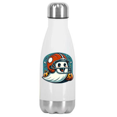 Funny And Cute Halloween Ghost Wearing Football Helmet Meaningful Gift Stainless Steel Insulated Water Bottle