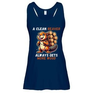 Funny A Clean Beaver Always Gets More Wood Ladies Essential Flowy Tank