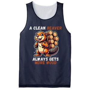 Funny A Clean Beaver Always Gets More Wood Mesh Reversible Basketball Jersey Tank