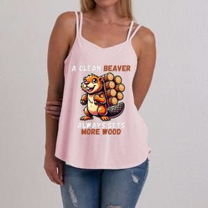 Funny A Clean Beaver Always Gets More Wood Women's Strappy Tank