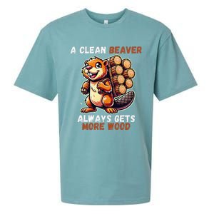 Funny A Clean Beaver Always Gets More Wood Sueded Cloud Jersey T-Shirt