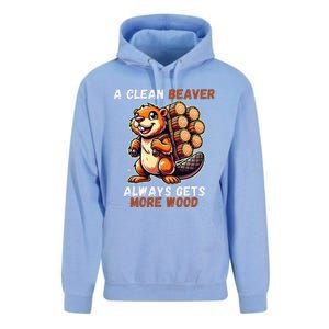 Funny A Clean Beaver Always Gets More Wood Unisex Surf Hoodie