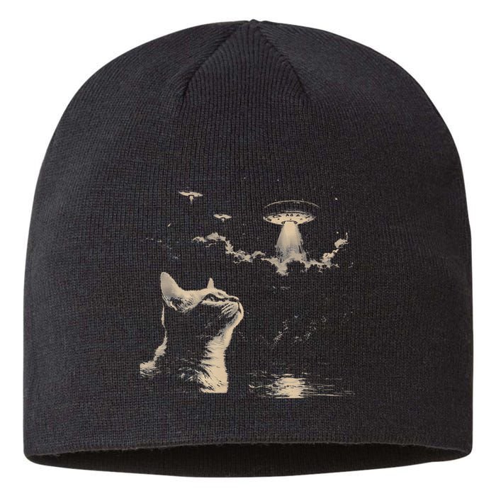 Funny Animal Cat Selfie With Ufos Weird Sustainable Beanie