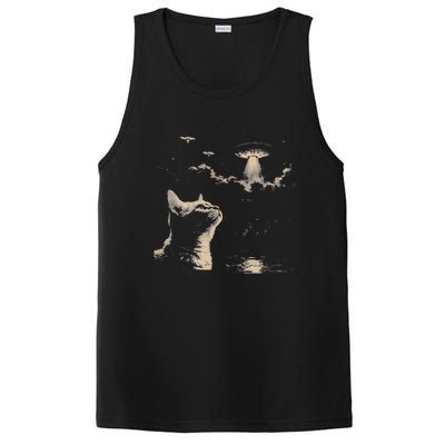 Funny Animal Cat Selfie With Ufos Weird PosiCharge Competitor Tank