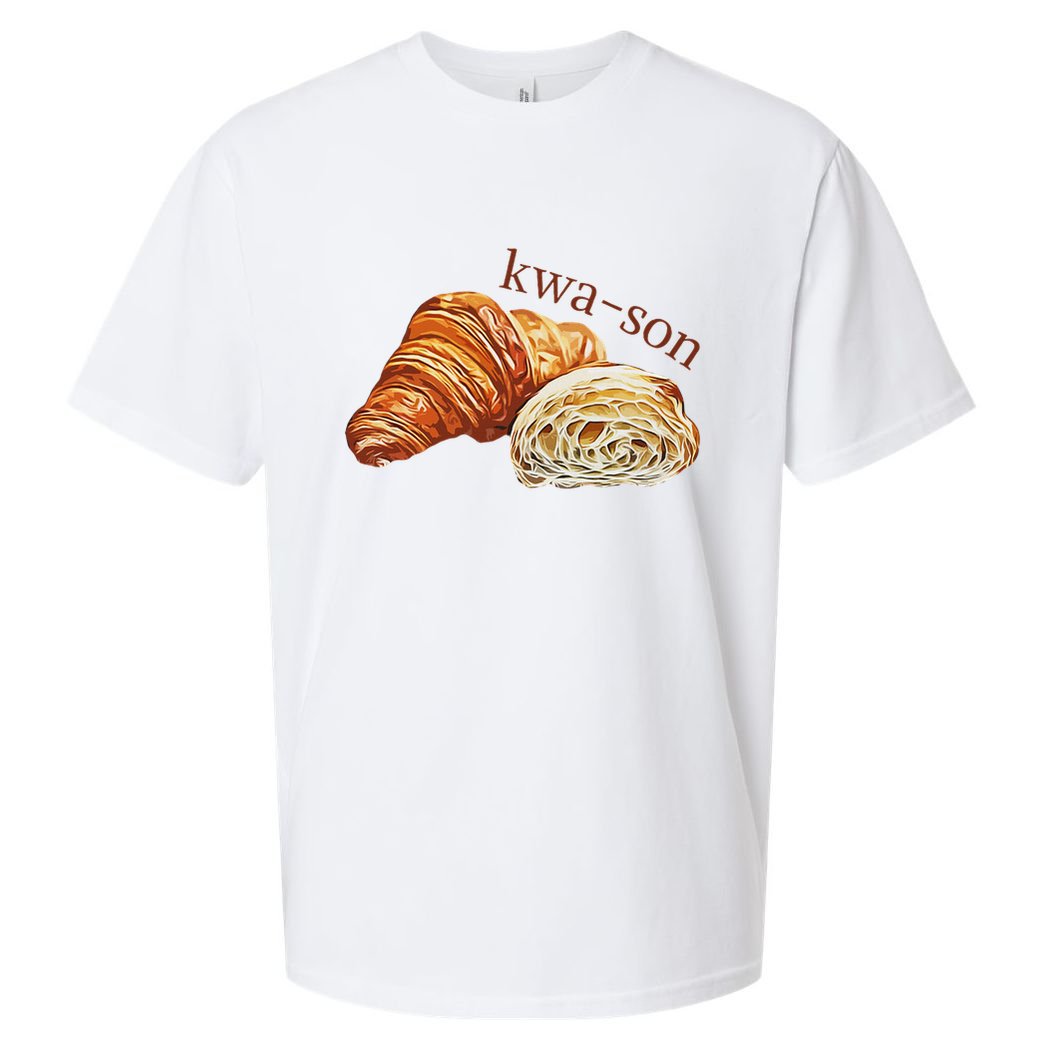 French Accents Croissant Lover Kwa Son Cute Funny Cotton Polyeste Sueded Cloud Jersey T-Shirt