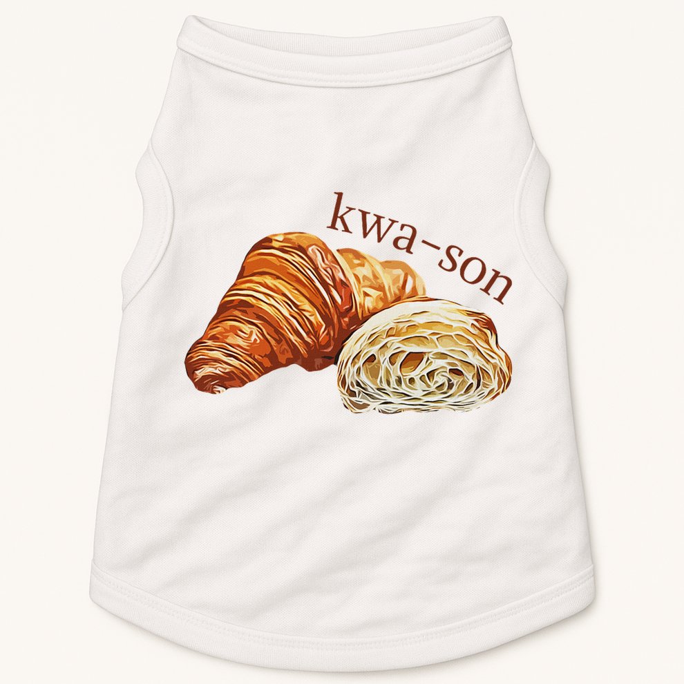 French Accents Croissant Lover Kwa Son Cute Funny Cotton Polyeste Doggie Tank