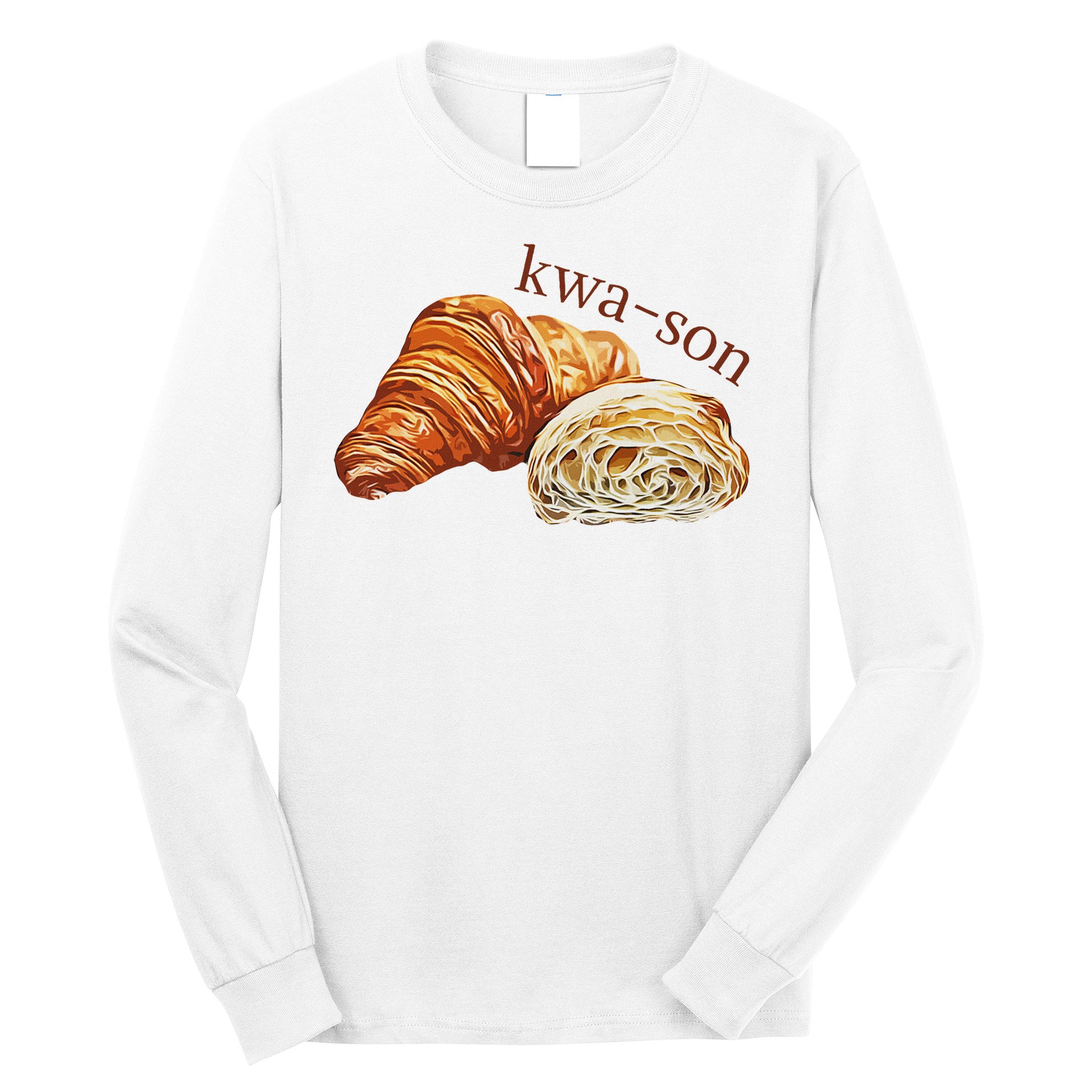 French Accents Croissant Lover Kwa Son Cute Funny Cotton Polyeste Long Sleeve Shirt