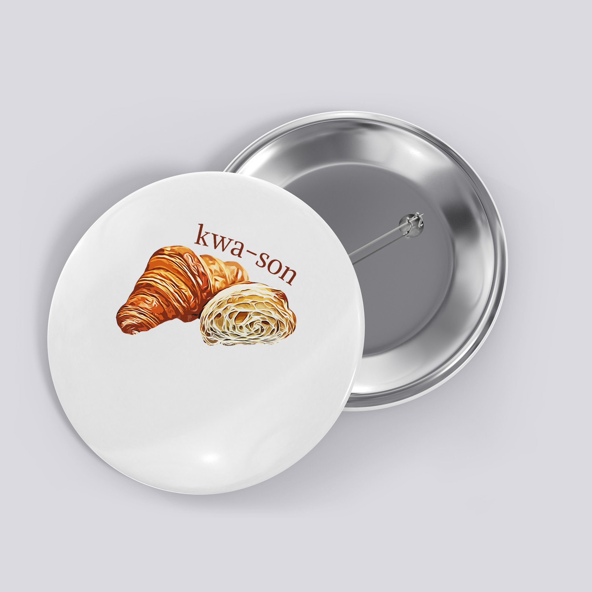 French Accents Croissant Lover Kwa Son Cute Funny Cotton Polyeste Button
