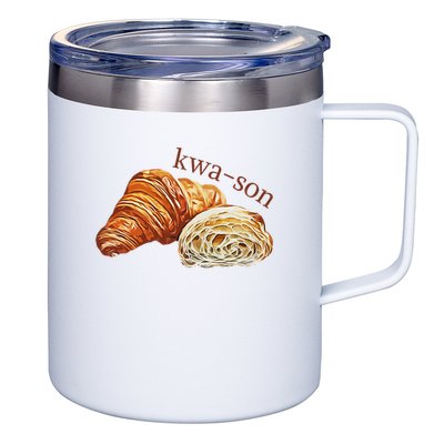 French Accents Croissant Lover Kwa Son Cute Funny Cotton Polyeste 12oz Stainless Steel Coffee Mug
