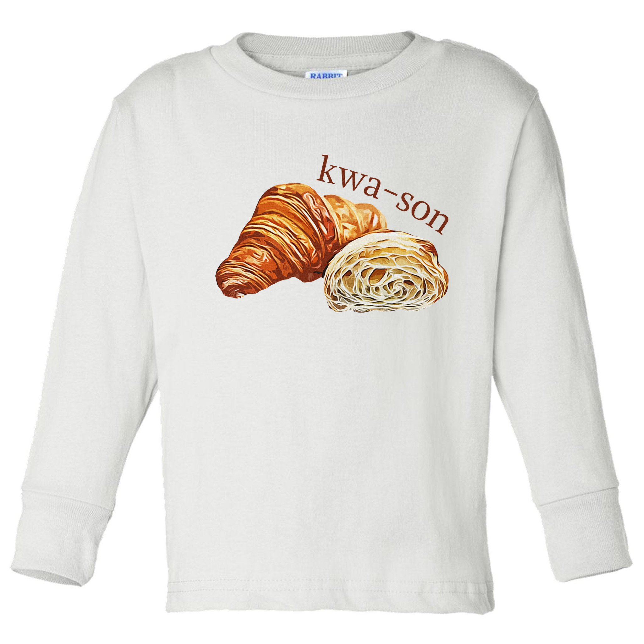 French Accents Croissant Lover Kwa Son Cute Funny Cotton Polyeste Toddler Long Sleeve Shirt