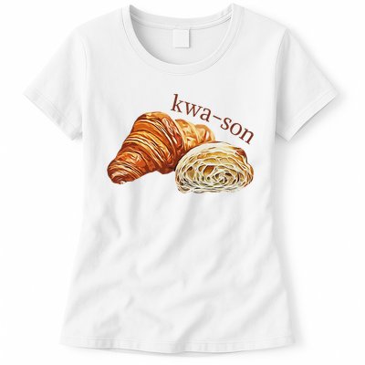 French Accents Croissant Lover Kwa Son Cute Funny Cotton Polyeste Womens T-Shirt