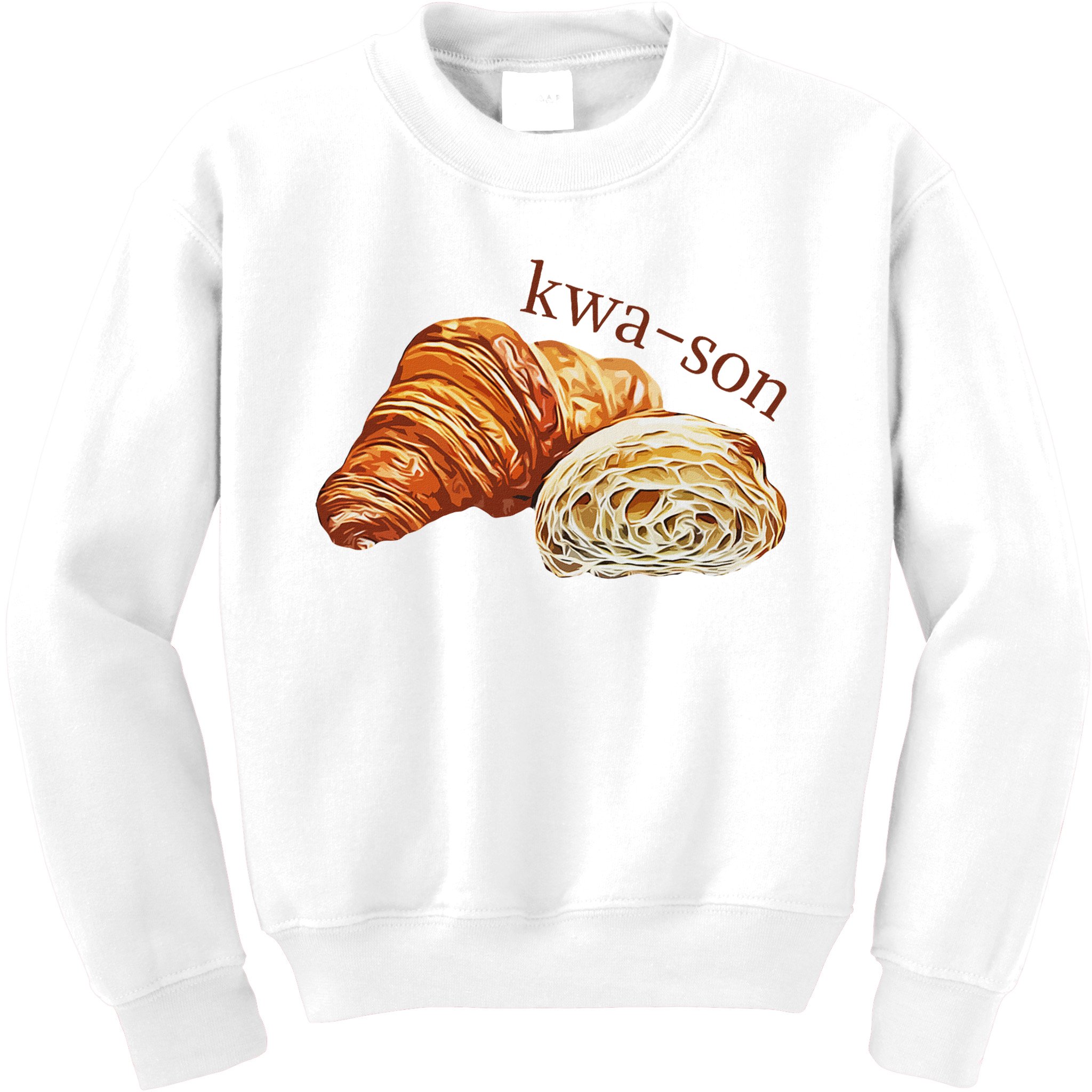 French Accents Croissant Lover Kwa Son Cute Funny Cotton Polyeste Kids Sweatshirt