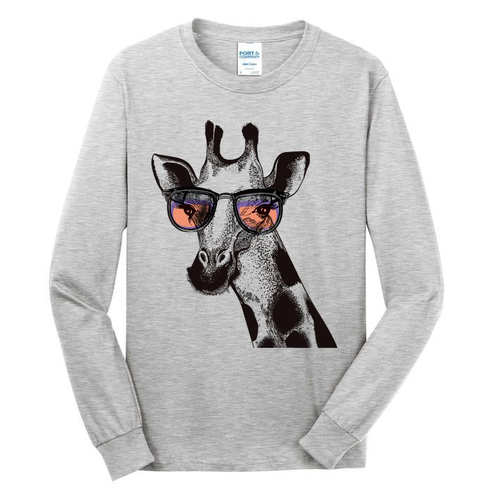 Fun And Cool Hipster Giraffe Animal LoverS Giraffe Tall Long Sleeve T-Shirt