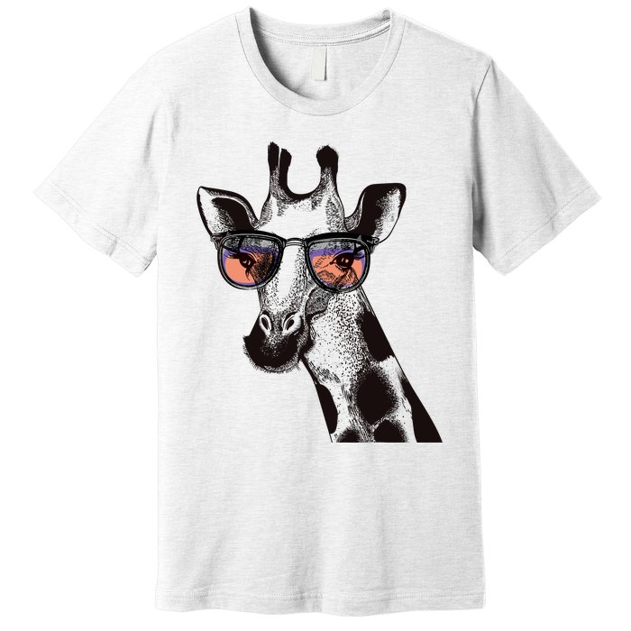 Fun And Cool Hipster Giraffe Animal LoverS Giraffe Premium T-Shirt