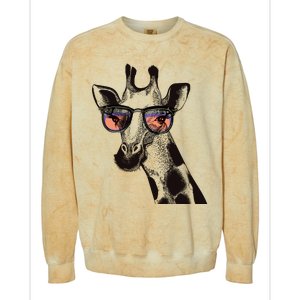 Fun And Cool Hipster Giraffe Animal LoverS Giraffe Colorblast Crewneck Sweatshirt