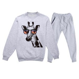 Fun And Cool Hipster Giraffe Animal LoverS Giraffe Premium Crewneck Sweatsuit Set