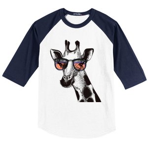 Fun And Cool Hipster Giraffe Animal LoverS Giraffe Baseball Sleeve Shirt