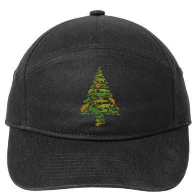 Funny Alligator Christmas Tree Crocodile Xmas 7-Panel Snapback Hat