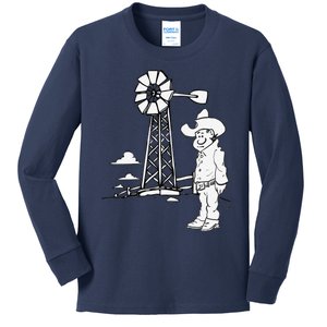 Fun American Cowboy On The Lonesome Prairie Kids Long Sleeve Shirt