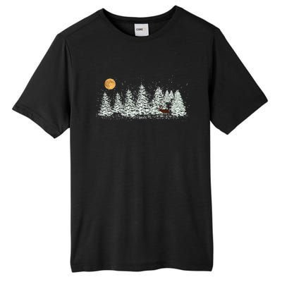 Funny A Caribou In Snowy Pines Christmas Sojourners Emporium Tall Fusion ChromaSoft Performance T-Shirt