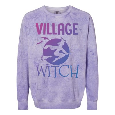 Funny And Cute Village Witch Halloween Costume Gift Colorblast Crewneck Sweatshirt