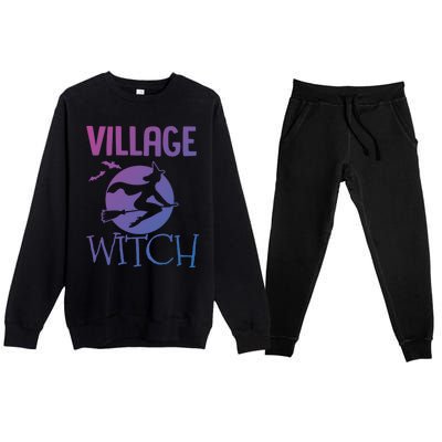 Funny And Cute Village Witch Halloween Costume Gift Premium Crewneck Sweatsuit Set