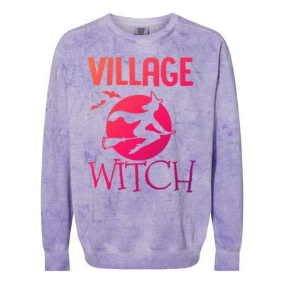 Funny And Cute Village Witch Halloween Costume Gift Colorblast Crewneck Sweatshirt