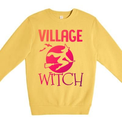 Funny And Cute Village Witch Halloween Costume Gift Premium Crewneck Sweatshirt