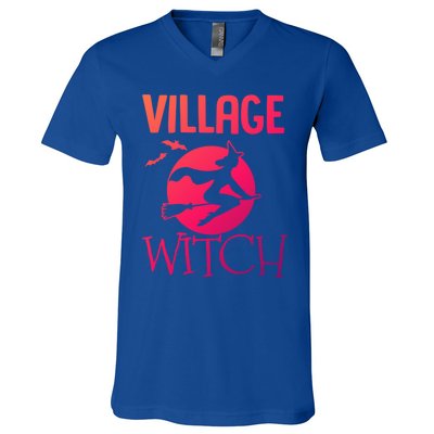 Funny And Cute Village Witch Halloween Costume Gift V-Neck T-Shirt