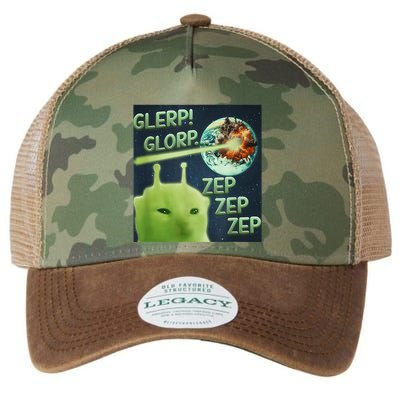 Funny Alien Cat Meme Glerp Glorp Zep Zep Legacy Tie Dye Trucker Hat