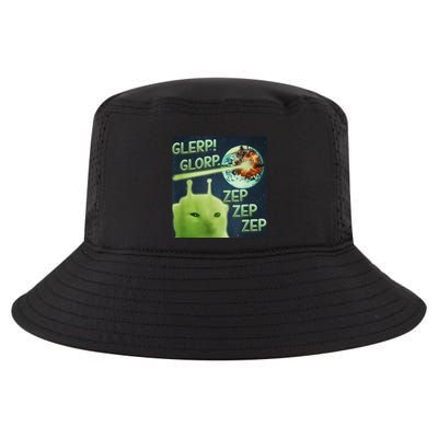 Funny Alien Cat Meme Glerp Glorp Zep Zep Cool Comfort Performance Bucket Hat
