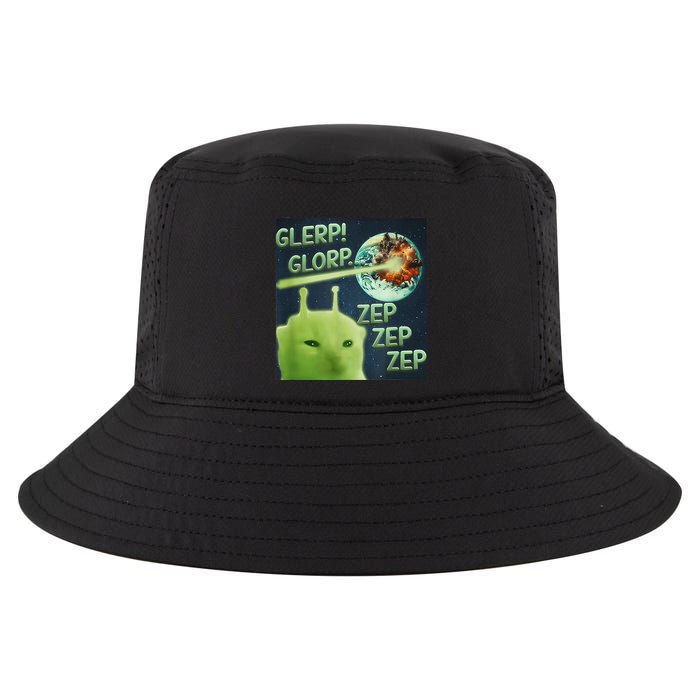 Funny Alien Cat Meme Glerp Glorp Zep Zep Cool Comfort Performance Bucket Hat