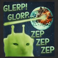 Funny Alien Cat Meme Glerp Glorp Zep Zep Cool Comfort Performance Bucket Hat