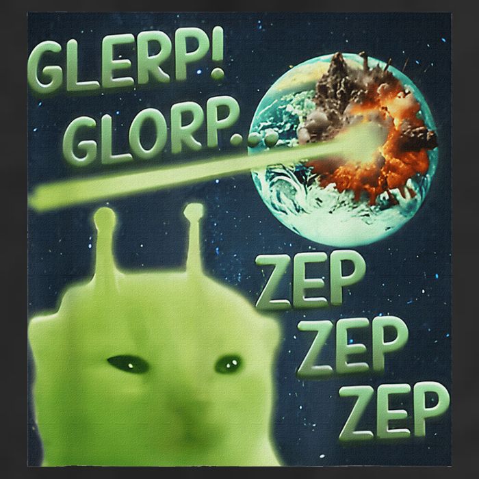 Funny Alien Cat Meme Glerp Glorp Zep Zep Cool Comfort Performance Bucket Hat