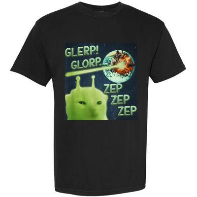 Funny Alien Cat Meme Glerp Glorp Zep Zep Garment-Dyed Heavyweight T-Shirt