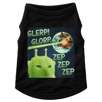 Funny Alien Cat Meme Glerp Glorp Zep Zep Doggie Tank