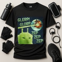 Funny Alien Cat Meme Glerp Glorp Zep Zep Performance Shirt