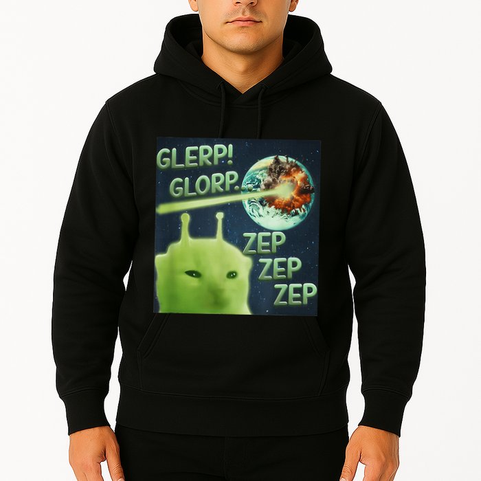Funny Alien Cat Meme Glerp Glorp Zep Zep Hoodie