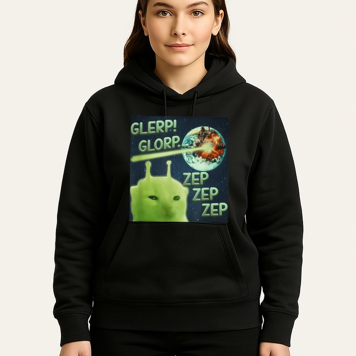 Funny Alien Cat Meme Glerp Glorp Zep Zep Hoodie