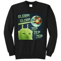 Funny Alien Cat Meme Glerp Glorp Zep Zep Sweatshirt