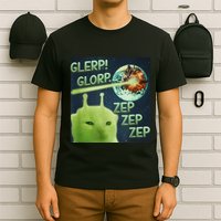 Funny Alien Cat Meme Glerp Glorp Zep Zep T-Shirt