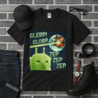 Funny Alien Cat Meme Glerp Glorp Zep Zep Tall T-Shirt